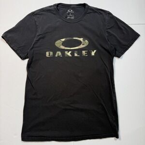 Vintage 2000s Oakley Shirt Mens Small Black Camo Logo Regular Fit Graphic